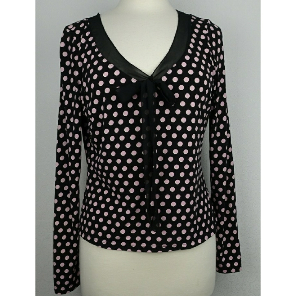 I-N-C International concepts V-neck  polka dot blouse size M